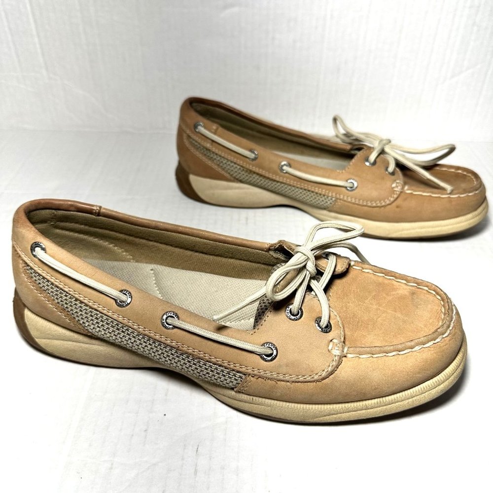 Sperry | Tan Leather Top-Sider Boat Shoe w/ Breathable Mesh | Size 7
